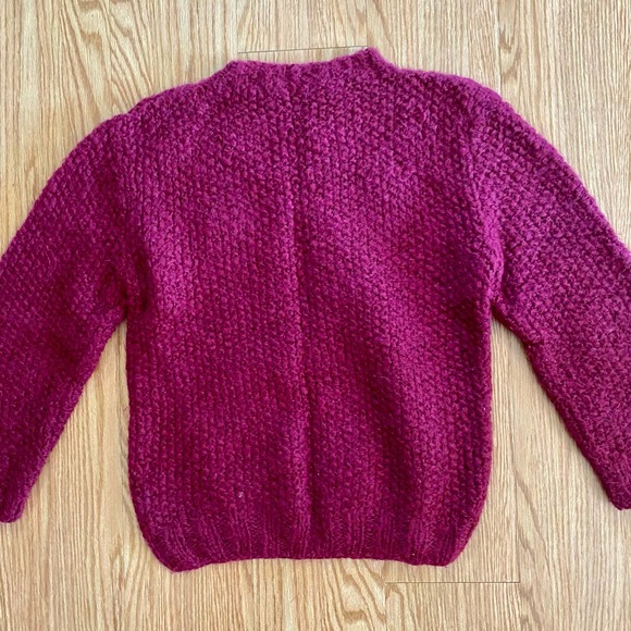 Handmade Italian Pink Wool Pom-Pom Sweater Shirt Womens Medium - Picture 7 of 9